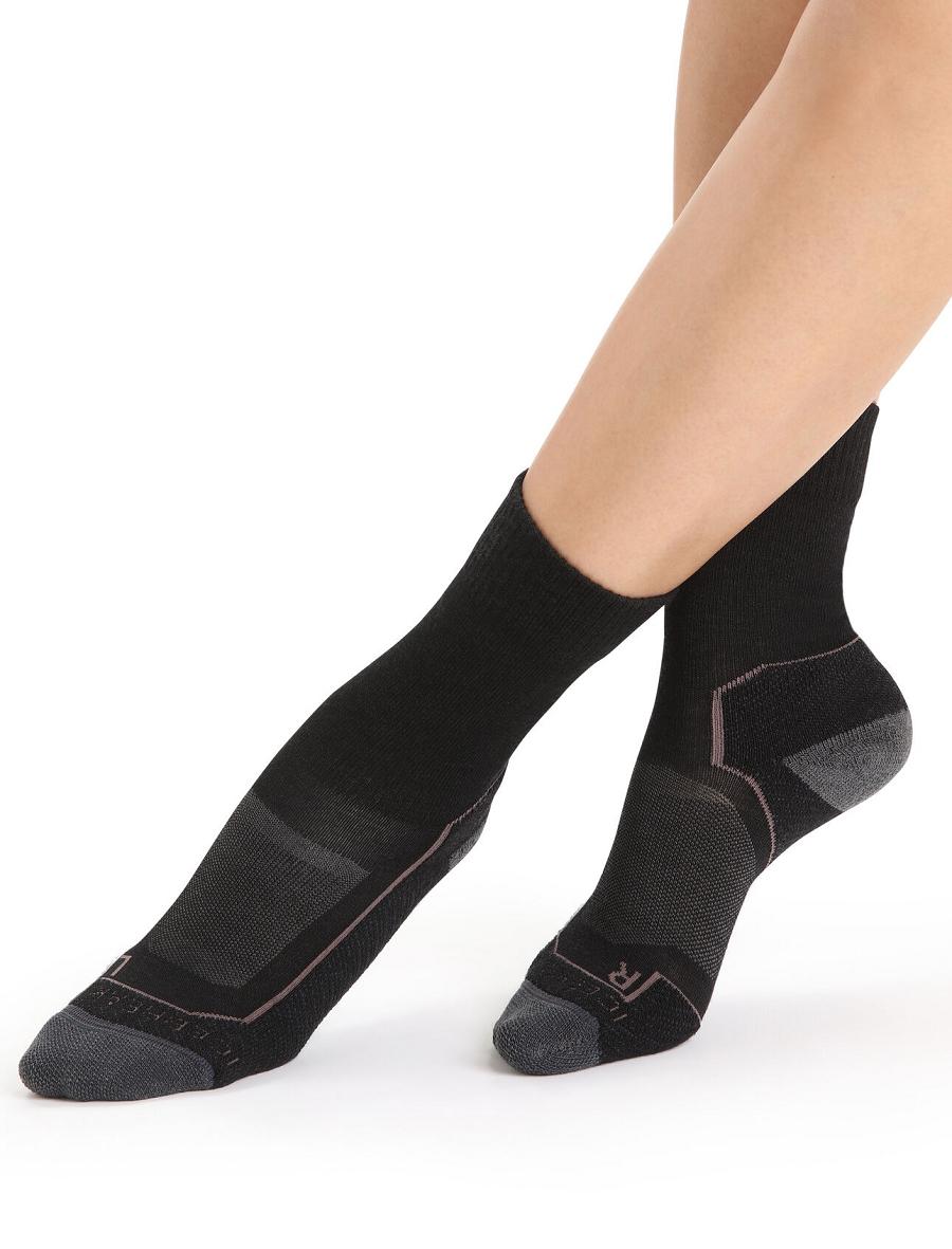 Black / Monsoon Women\'s Icebreaker Merino Hike+ Light Crew Socks | USA 1427LISH